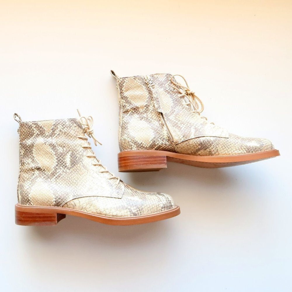 Like New Sam Edelman Nina Snakeskin Lace Up Ankle Boots/Booties Size 8. - Picture 12 of 16